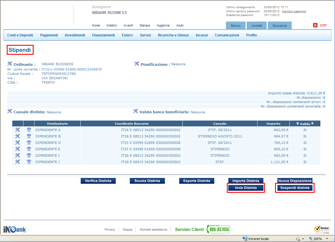 Pagamenti - Stipendi BANCA