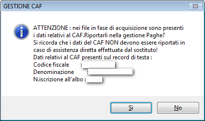 Opzione Descrizione [Server]: Una maschera propone in automatico, la cartella ed il percorso, dove è contenuto il file con le informazioni da acquisire; l'utente può variare quanto proposto,