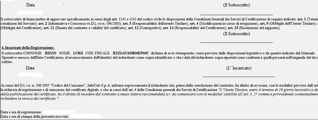 Per chiudere la finestra di stampa, è sufficiente cliccare sulla riga Ufficio di registrazione di.