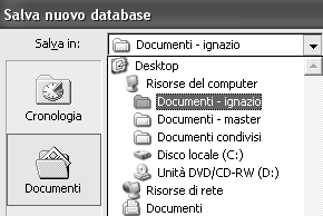 altrimenti sul disco rigido si troverà una sequenza di db, numerati progressivamente. Figura 15-5 L ambiente di lavoro con gli oggetti di Access.