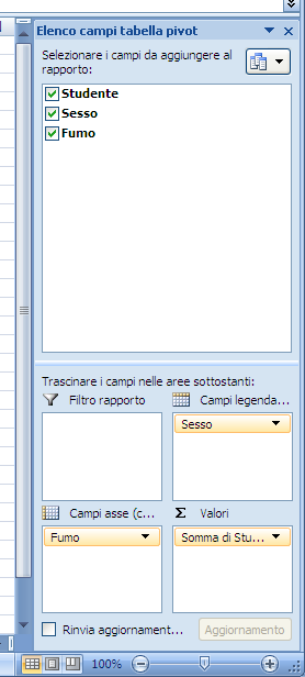 II. Tabelle incrociate 1. Per creare una tabella incrociata i primi 4 passaggio sono uguali a quelli per ottenere contatore di una variabile. 2.