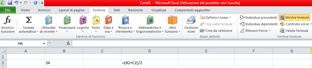 4.1 Funzioni e formule Formule matematiche Messaggi di errore #DIV/0! Il divisore è uguale a 0, quindi è impossibile effettuare la divisione #NUM! Manca un valore numerico #NOME!