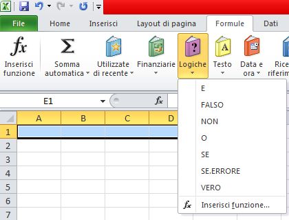 4.2 Funzioni e formule Funzioni Le funzioni logiche Altre funzioni usate frequentemente sono le funzioni logiche. 1.