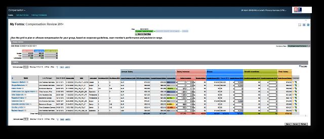 Compensation Management 10 Il form online contiene tutte le informazioni utili per prendere le decisioni in modo immediato e preciso: base salary, Compa-ratio, PE Rating, age, salary