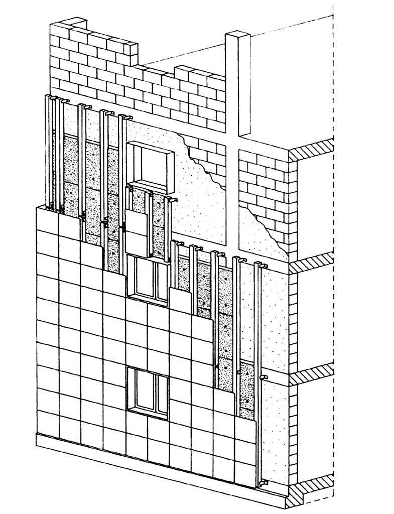 Chiusure verticali (3) Pareti isolate ventilate La parete ventilata attiva al suo interno un movimento d aria ascendente utilizzando il calore radiante proveniente dall esterno.