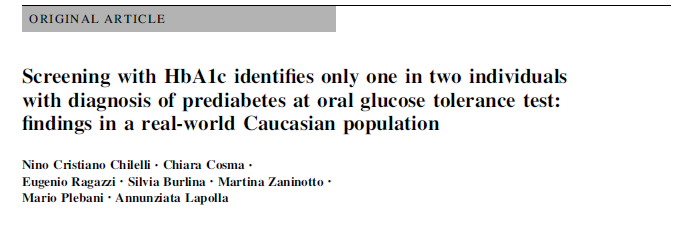 Efficacia di HbA1c nello screening: un osservazione italiana Pochi studi con dosaggi di HbA1c allineati IFCC* 1) Valutare l efficacia di HbA1c (in accordo ai nuovi standard IFCC) rispetto al gold