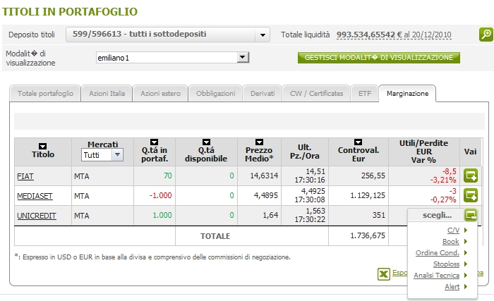 5. Ribaltamento della posizione Utilizzando l operatività intraday (Buy/Sell Marg) è possibile ribaltare la propria posizione, ovvero passare da una posizione long ad una short e viceversa con un