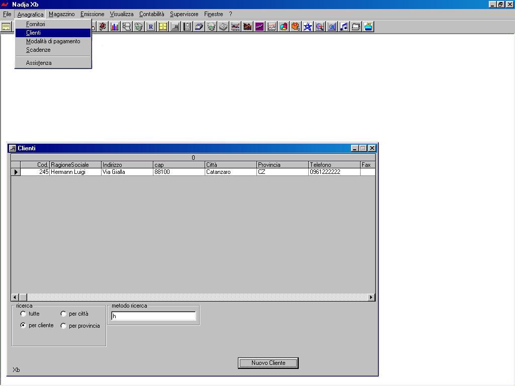 Anagrafica Clienti Ricerca Clienti Dopo che avremo inserito i nostri clienti, avremo la possibilità di effettuare una ricerca Clienti.