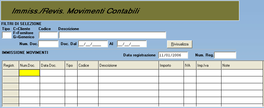 39.PER INSERIRE I MOVIMENTI NELLA MIA CONTABILITA Dal menù principale premendo direttamente il numero 3 sulla tastiera (GESTIONE CONTABILITA ).