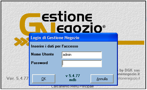 Nome utente: admin Password: se si dispone di una password inserirla altrimenti lasciare il campo vuoto e cliccare so OK o premere invio sulla tastiera 4.