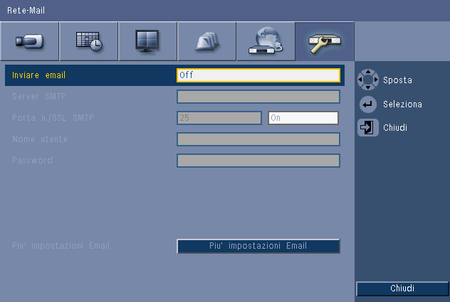 74 it Menu Configurazione Videoregistratore serie 630/650 6.5.6 Mail (Posta) Immagine 6.19 Rete - Mail (Posta) 1.