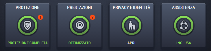 2.2.1. Riquadri delle categorie I riquadri delle categorie consentono di installare i prodotti software AVG, visualizzarne lo stato e anche aprirne l'interfaccia utente.