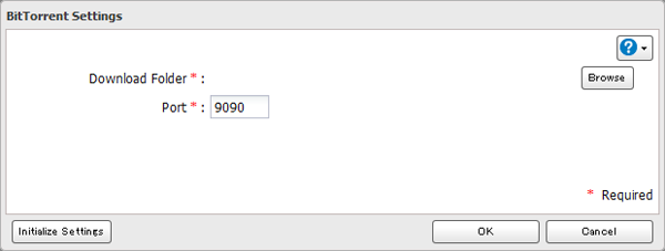 Configurazione da Advanced Settings (Impostazioni avanzate) 1 In Advanced Settings (Impostazioni avanzate), cliccare su [Applications (Applicazioni)]. 2 Fare clic su a destra di "BitTorrent".