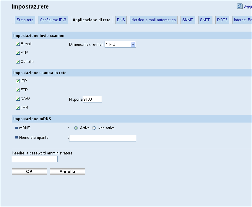 Configurazione delle impostazioni di rete Voce Indirizzo IP(DHCP) Indirizzo stateless Indirizzo gateway Indirizzo link-local Indirizzo config.manuale Lungh.