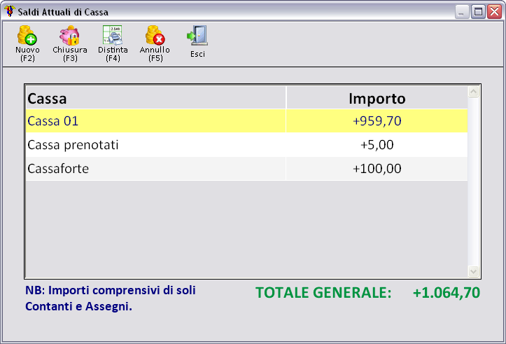 - Menu principale: selezionare il menù Utilità, accedere al menù Cassa Contanti, selezionare Gestione Cassa Contanti - Vendita al banco: barra spaziatrice, Altre informazioni/operazioni, per inserire