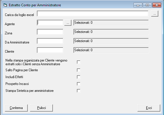 38 Manuale Operativo 3.7 Stampa Estratto Conto per Amministratore La funzione consente di stampare l estratto conto per i clienti aventi il medesimo amministratore.