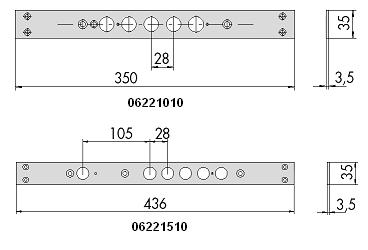 12,35400 Testata in acciaio nichelato Interasse catenacci 28 mm Per Serie Peso Pezzi 56500 0,062 1 C06221010 TESTATA X P.B.