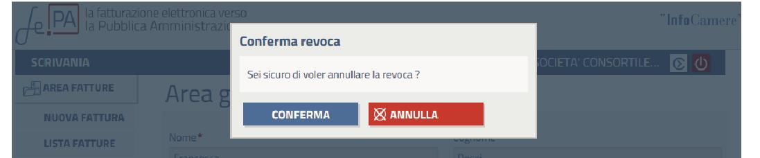 Selezionare poi Conferma nel pop-up che segue: La delega sarà quindi revocata.