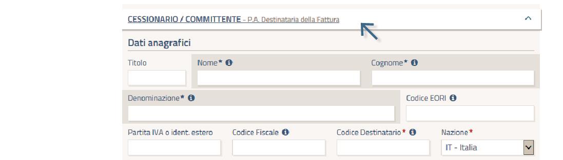 Compilazione Per compilare una nuova fattura, selezionare il bottone Nuova Fattura dal menù di sinistra.