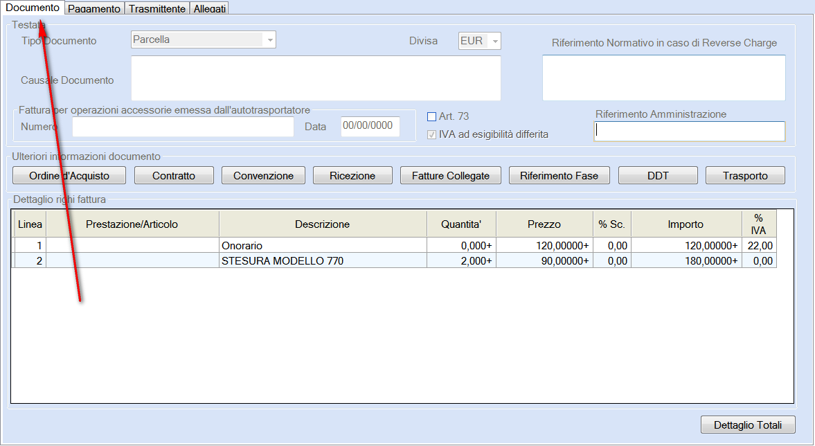 Colonna Genera XML documenti ai quali assegnare il trasmittente (campo <Stato Documenti> uguale a "da inviare"; documenti da trasmettere alla P.A.