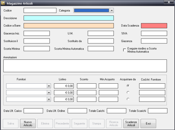 Articoli Per prima cosa per poter utilizzare il magazzino è necessario inserire e catalogare gli articoli di magazzino.