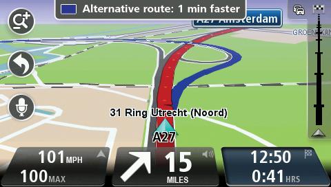 Il dispositivo TomTom ti consente di raggiungere la destinazione il più rapidamente possibile mostrandoti un percorso alternativo più rapido quando è disponibile.