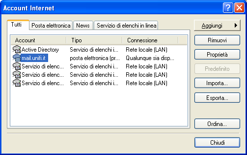 Client POP3: come modificare Outlook Express 2) Selezionare il