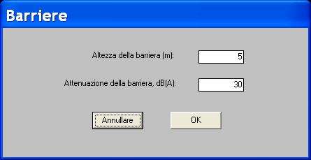 Il programma calcola la regione ombreggiata e si applica ai valori di assorbimento acustico (attenuazione della barriera).