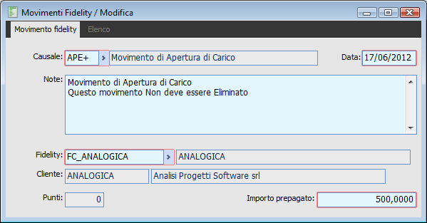 A D H O C R E V O L U T I O N P O S 7. 0 Movimenti fidelity Tramite questo archivio possono essere effettuate variazioni sulle fidelity card utilizzando le causali descritte in precedenza.