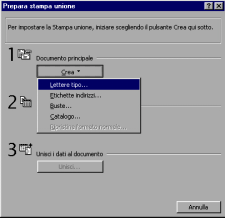 FASI OPERATIVE (creazione di lettere tipo) a) Creazione o apertura del documento principale 1. Creare un nuovo documento (o aprire un file che già contenga il testo da utilizzare). 2.