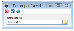 Per agevolare lo scambio dati con altre applicazioni la form prevede anche la modalità di export su file XLS : Selezionando questa modalità Vision richede il nome del