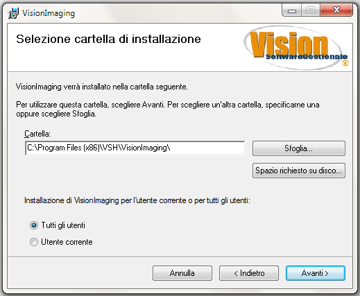 Nuovo programma Vision Imaging Nella cartella Varie del CD di installazione è presente la sottocartella VisionImaging che contiene il pacchetto di installazione del nuovo programma gratuito