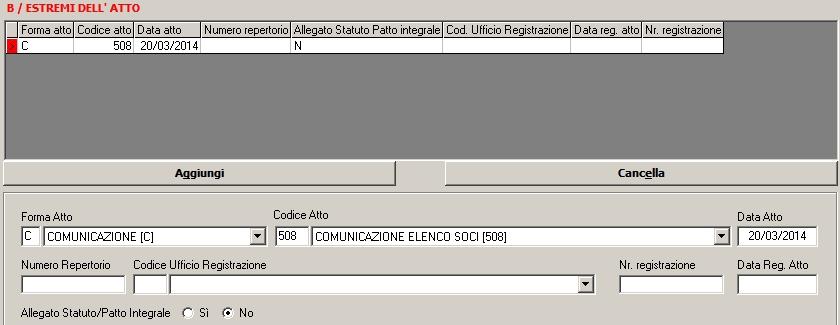 Selezionare Inserisci. in alto a sinistra per allegare il modulo S e cliccare su Fare click sulla riga (S) Elenco dei soci e degli.