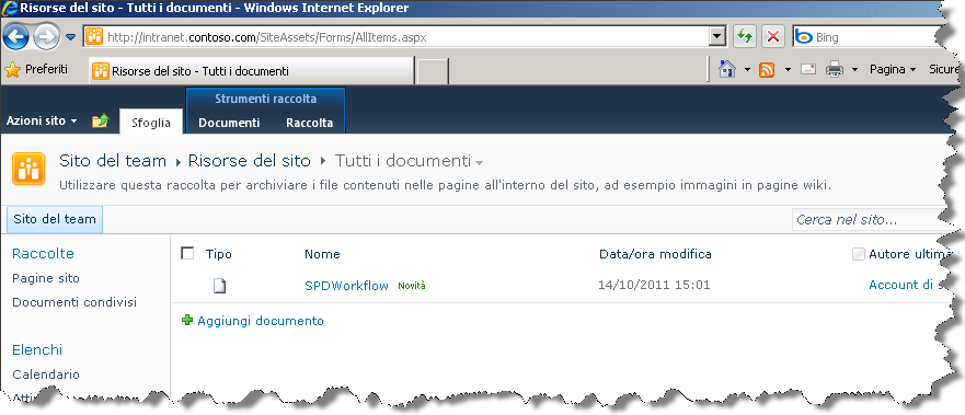 13. Accedere al sito http://intranet.contoso.com da un Web browser. 14.