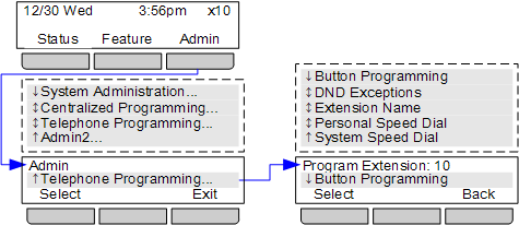 8.12 Il menu Admin L'opzione Admin (Ammin) consente di accedere a una serie di menu per l'amministrazione basata sul telefono. 1. Premere il softkey Admin (Ammin) sul display.