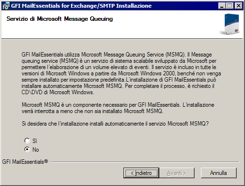 Schermata 78 - Installazione di Microsoft Message Queuing Service 11.
