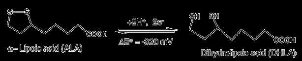 ACIDO α-lipoico (ALA) E detto anche acido tiottico, è una vitamina anfipatica molto piccola che esiste in natura sotto due forme: come disolfuro ciclico (acido α-lipoico) e come catena aperta (acido