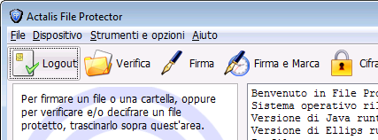 2. ESEMPIO DI FIRMA DI UN DOCUMENTO Lanciare il programma File Protector e inserire le proprie credenziali.