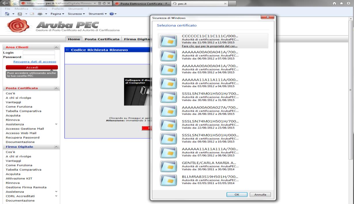 :: Step 2 Autenticazione :: Scelta certificato (dall