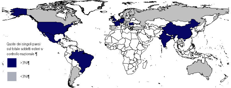 FIGURA 5. PRINCIPALI AGGREGATI ECONOMICI DELLE IMPRESE A CONTROLLO ITALIANO PER AREA GEOGRAFICA (a).