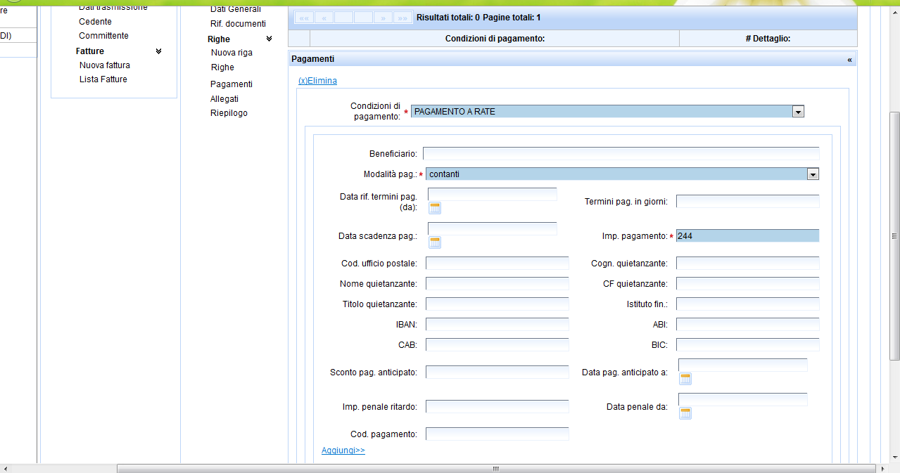 riga della fattura, aggiungere un allegato, valorizzare i campi relativi ai pagamenti, ecc..).