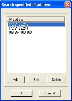 2. Fare clic sul pulsante Add per visualizzare la finestra IP address set up. Inserire l indirizzo IP del proiettore, quindi fare clic su OK.