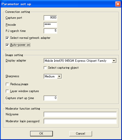 Capitolo 8 Funzioni Network Capture Configurazione dei parametri Fare clic sul pulsante Parameter set up e impostare i parametri sulla relativa finestra di impostazione.