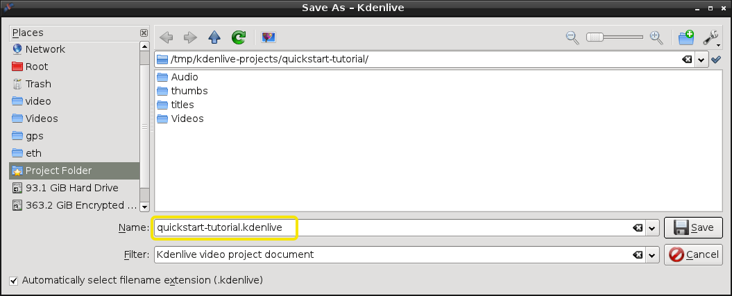 La finestra di Kdenlive 0.8 con i file dell esercitazione guidata Dopo l aggiunta delle clip, Kdenlive si presenterà così. In alto a sinistra c è la già nota struttura del progetto.