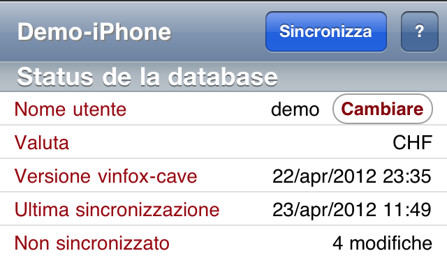 1. Introduzione vinfox-cave iphone TM e ipad TM App Version 1.