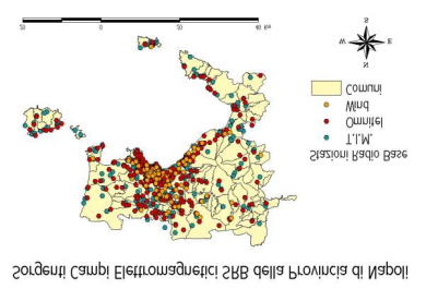 Figura 15 Mappa delle localizzazioni degli impianti radio e televisioni Figura