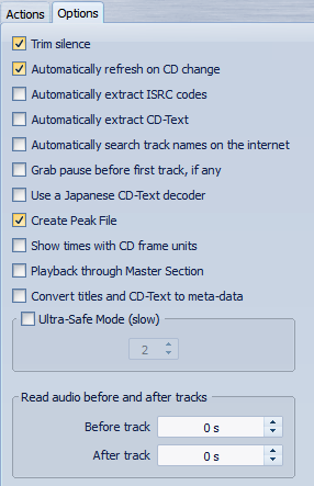 Importazione di tracce CD audio Finestra di dialogo Importa CD audio Uscita - Formato file Definire qui un formato file di uscita.