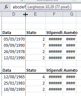 Eliminare colonne e righe È possibile eliminare da un foglio di lavoro le colonne o le righe che non sono più necessarie.