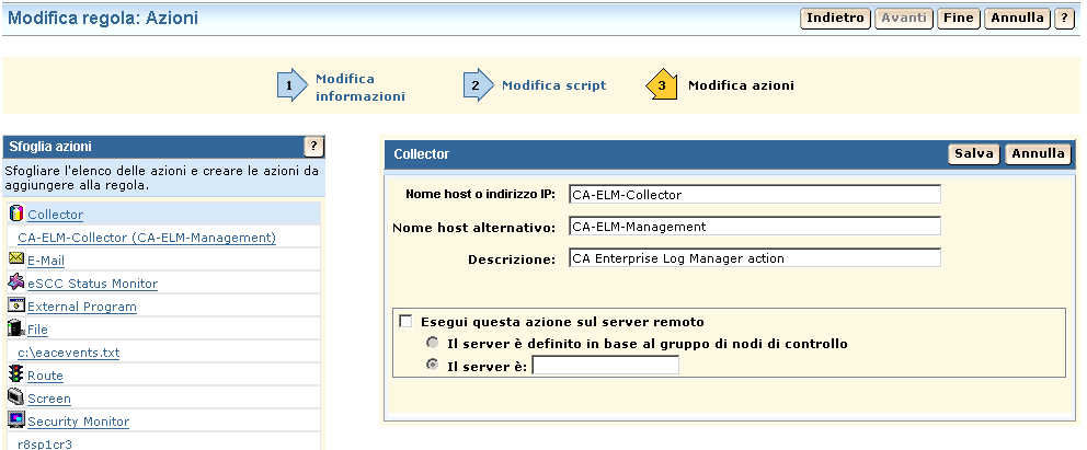 Come modificare criteri di CA Audit per l'invio di eventi a CA Enterprise Log Manager 6.