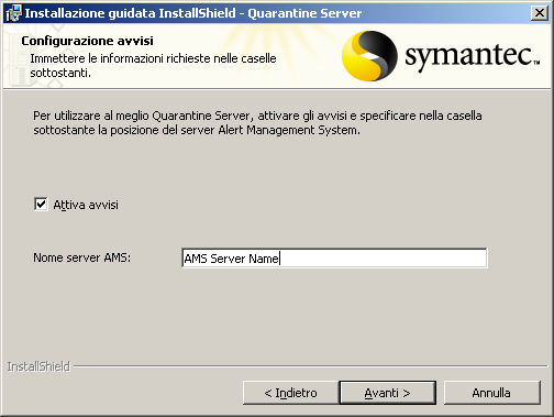 162 Installazione dei componenti di gestione di Symantec AntiVirus Installazione e configurazione dei componenti opzionali 9 Nel pannello Comunicazione
